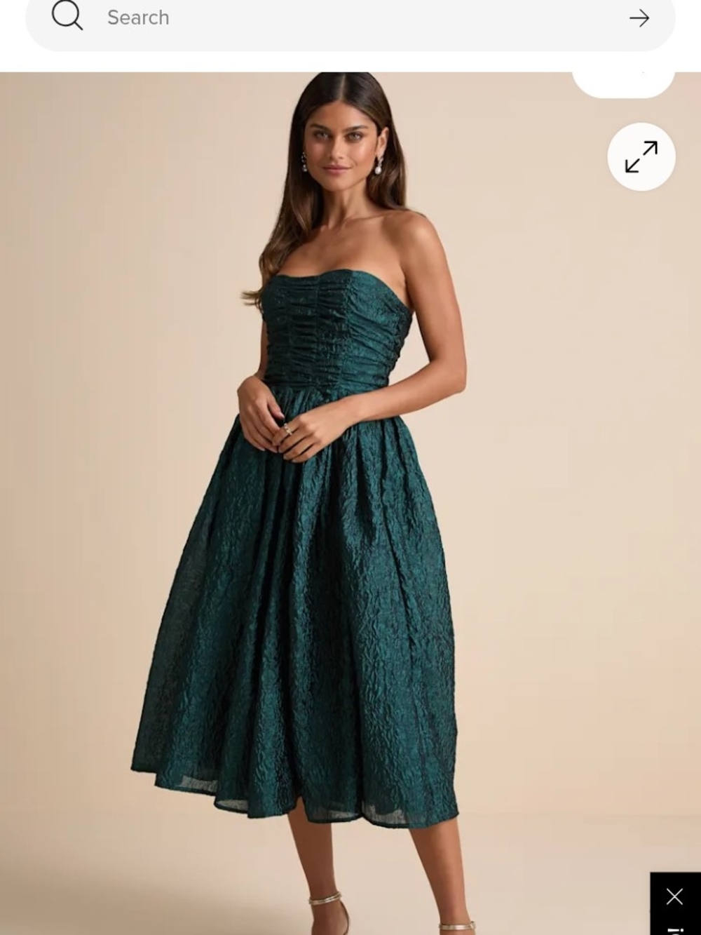 Worn Once - Lulus Dark Teal Strapless Midi Dress - Size S